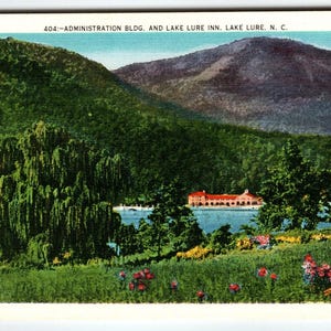 Carte postale en lin Administration And Inn Building Lake Lure Caroline du Nord non utilisée