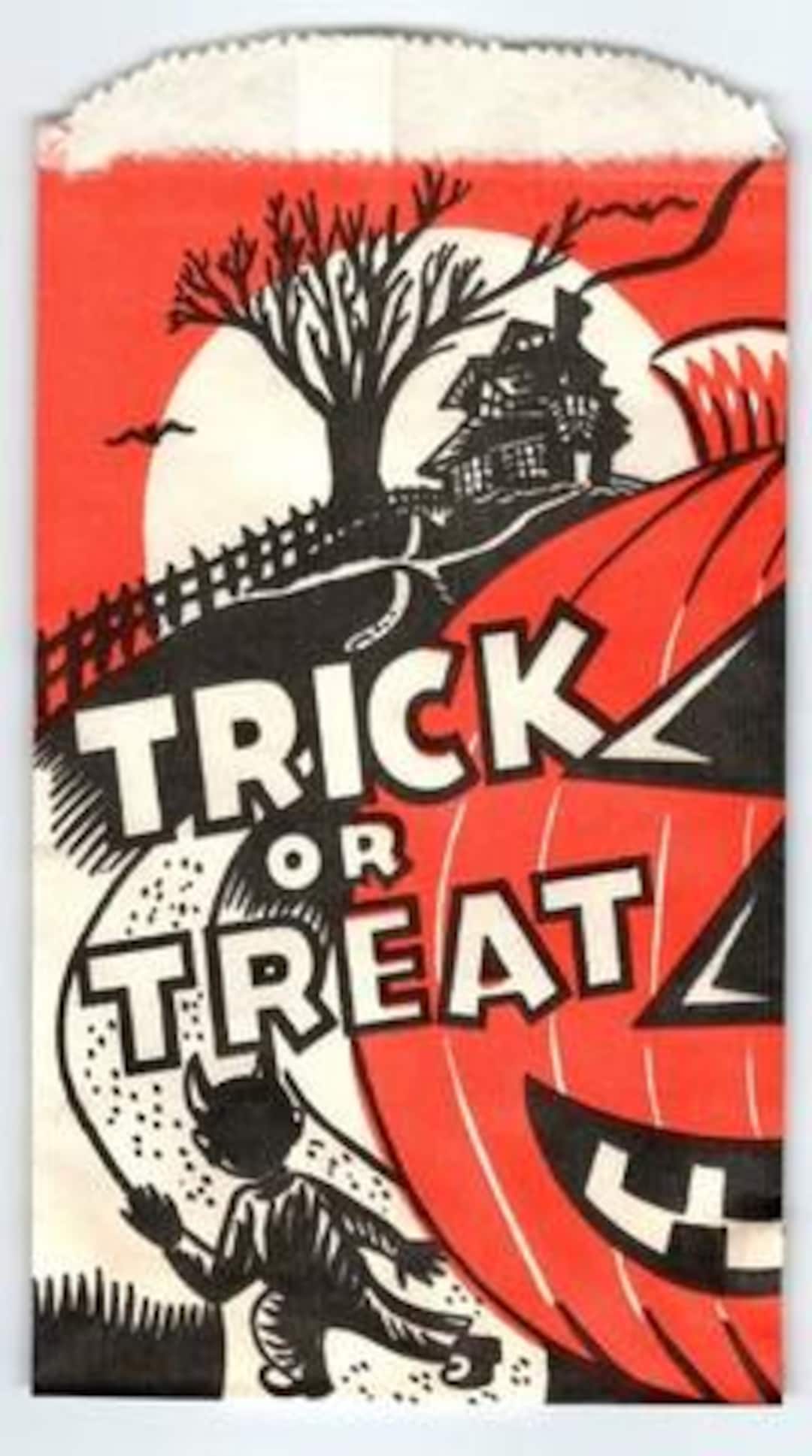 Vintage 1950s Halloween Trick or Treat Candy Bag With Jack-o'-lantern ...