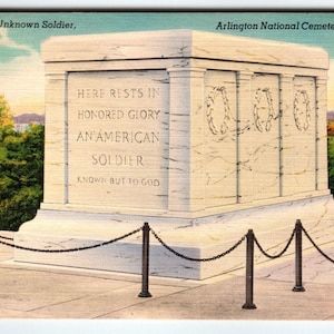 Carte postale Tombe du Soldat inconnu Cimetière Arlington Virginia Linen 1951