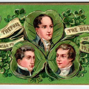 Carte postale de la Saint-Patrick Cœurs de tous les Irlandais célèbres Tuck 157 Allemagne 1909