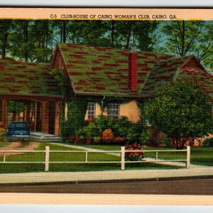 Carte postale Géorgie Clubhouse of Cairo Women's Club, Linge de maison sans étiquette, Voiture ancienne Auto Cadeau unique