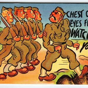 Carte postale militaire de l'armée américaine Sergent instructeur mars 1940 Linge de guerre WW2 Humour 1942