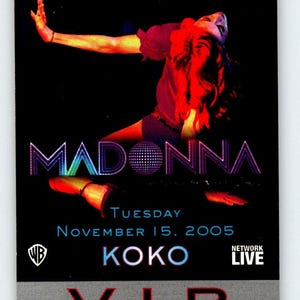 Madonna Backstage Pass Original 2005 Concert VIP Confessions On The Dance Floor Unique Gift