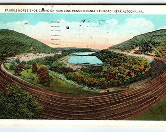 Famouse Horse Shoe Curve Altoona Pennsylvania Railroad Train Postcard