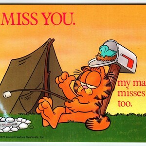 Garfield Cat Postkarte I Miss You Roasting Marshmallows Jim Denim 1978 Ungebraucht