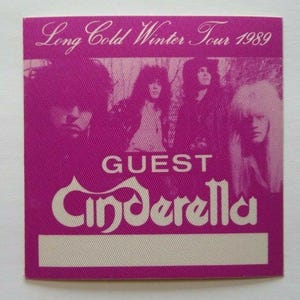 Cinderella Backstage Pass Original Concert Tour Hard Rock Music Metal Purple Unique Gift