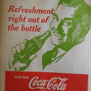 Coca-Cola Soda Bottle Dry Server Paper Bag Vintage NOS 1932 Original Clark Gable Unique Gift