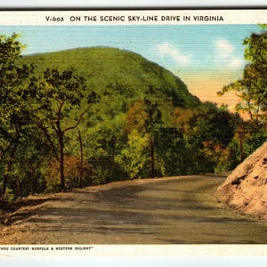 Carte postale panoramique - V-605 Sky-Line Drive Virginia - Asheville Post Card Co. Linen