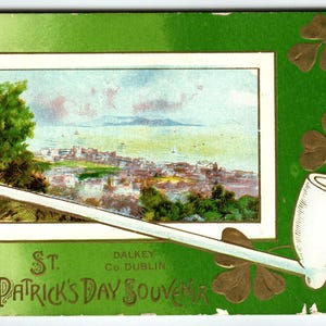 Carte postale de la Saint-Patrick Années 1910 Dalkey Dublin Harbour Irlande John Winsch Retour