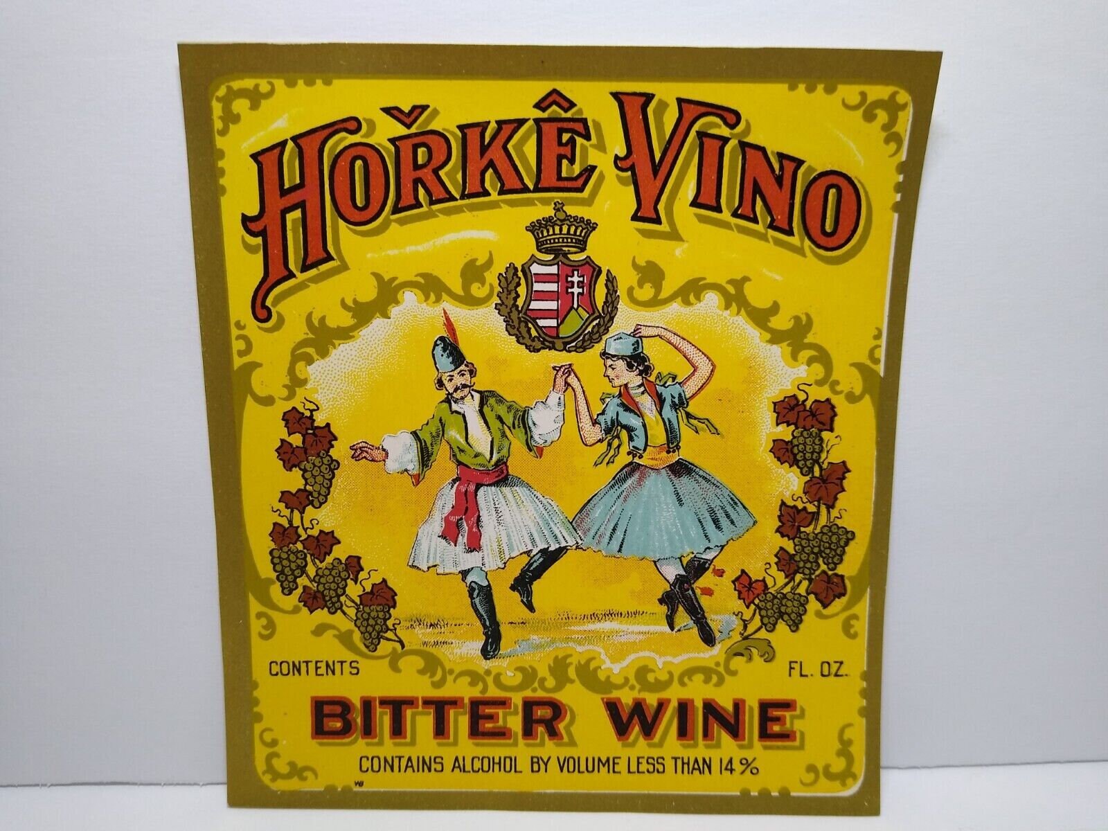 Horke Vino Bitter Wine Label 1930's European Dressed Etsy