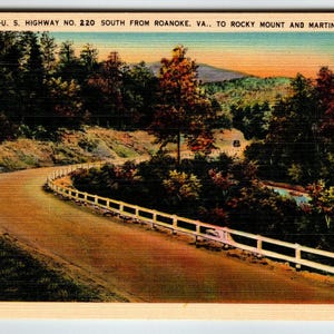 Carte postale Roadway US Highway No 220 South Roanoke Virginie Linge de maison sans affichage Roadway Cadeau unique