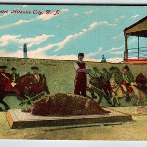 Atlantic City New Jersey Postcard Sand Artist Battle Of Trenton Horses Wall Art Unique Gift