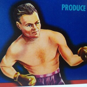 Puggy Brand Shirtless Man With Boxing Gloves Crate Label Original 1950's Boxer Unique Gift