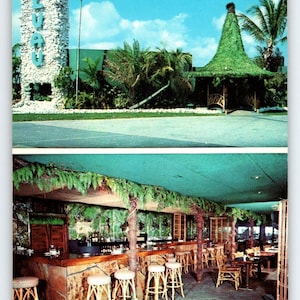 Carte Postale Restaurant Luau Tiki Bar Polynésien Cantonais Miami Beach Floride 1957