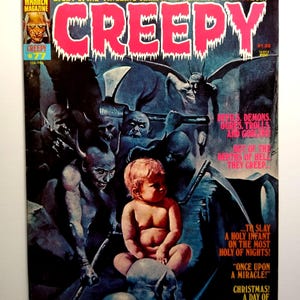 Vintage Creepy Magazine #77 Feb 1976 Christmas Horror Comic Warren Monsters Baby