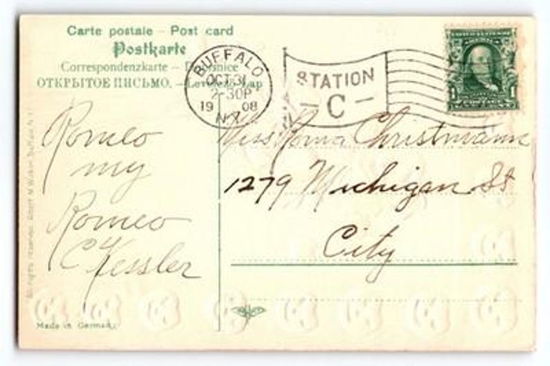 1908 Postmark 1908 Vintage Halloween Greetings Postcard by E.C. Banks With Pumpkins ...