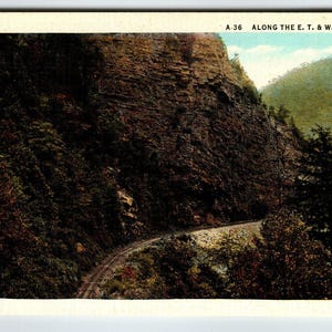 Carte postale du chemin de fer de l'ouest de la Caroline du Nord du Tennessee, cadeau unique vintage en lin inutilisé
