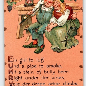 Carte postale Saint Valentin Tuck série 114 Irlandais homme femmes trèfles vintage 1912 cadeau unique