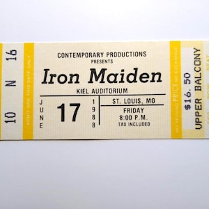 Iron Maiden Original UNGEBRAUCHTE 1988 Konzertkarte KielAutriatorium St. Louis Metall