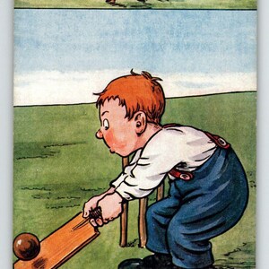 A Coming Cricketer Postcard Tuck Signed GE Shepheard Boy & Cricket Paddle 9375 Unique Gift