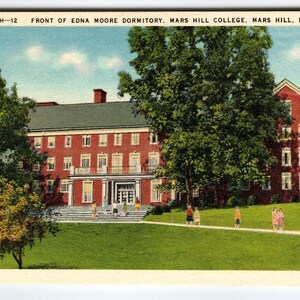 Mars Hill College Edna Moore Studentenwohnheim North Carolina Leinen Postkarte Unbenutzt PNG