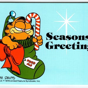 Carte postale Garfield Christmas Greetings Chat à l'intérieur du bas Jim Davis 1978