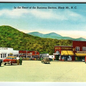 Old Cars Firestone Zeichen Black Mountain North Carolina Leinen Postkarte Vintage