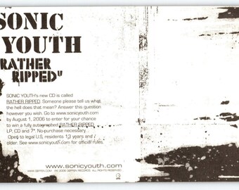 Sonic Youth Rather Ripped CD Album Promo Postcard Vintage 2006