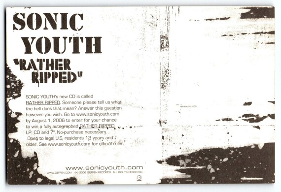 Sonic Youth Rather Ripped CD Album Promo Postcard Vintage 2006