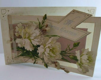 Vintage 1913 Easter Postcard, Embossed Flowers Diecut by John Winsch