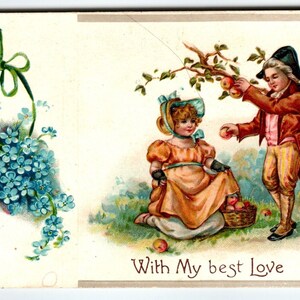 Carte postale de la Saint-Valentin, enfants victoriens avec mon meilleur amour, Allemagne, cadeau unique vintage