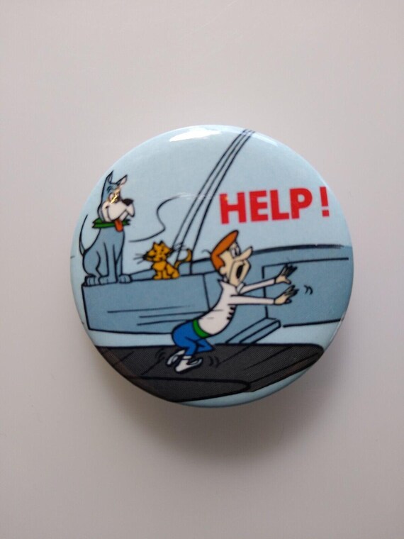 Jetsons Help Treadmill George & Astro Dog Pinback Button Badge