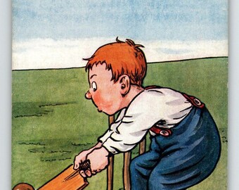 A Coming Cricketer Postcard Tuck Signed GE Shepheard Boy & Cricket Paddle 9375 Unique Gift