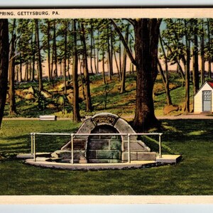 Carte postale en lin Spangler's Water Spring Gettysburg Pennsylvanie Sans envoi postal Cadeau unique Tichnor