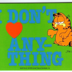 Carte postale Garfield Je n'aime rien Grumpy Jim Davis 1978 Cadeau pour amoureux des chats