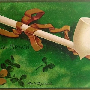 Carte postale de la Saint-Patrick Erin Go Bragh Pipe Irlande signée Ellen Clapsaddle Cadeau unique