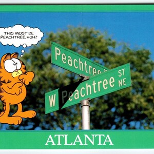 Carte postale Garfield Cat Atlanta Georgia Peachtree Street Tabby Jim Davis 1978