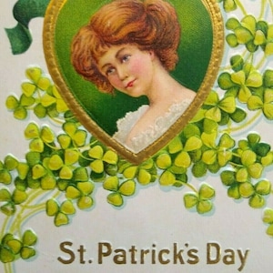 Série 11 de cartes postales de la Saint-Patrick en relief Nash Lady Sweet Little Shamrock, cadeau unique
