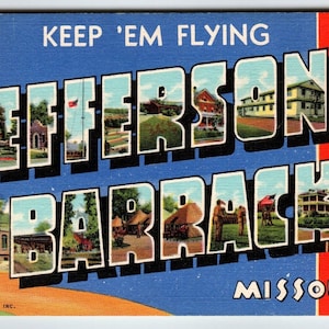 Greetings From Jefferson Barrracks Missouri Large Letter Postcard Keep EM Flying Unique Gift