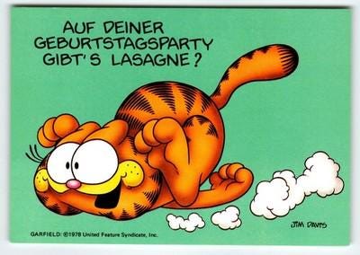 Vintage 1978 Garfield Postcard Jim Davis German-printed