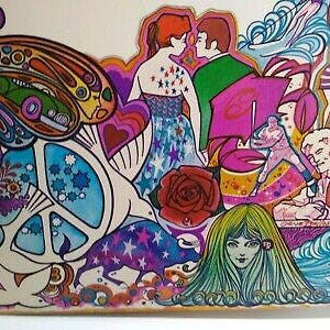 1970年代のサイケデリック・ポートフォリオ・フォルダー、モッズ・フラワーパワー・アート