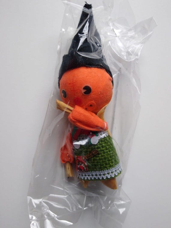 Halloween Cloth and Paper Halloween Scarecrow Witch Vintage UNUSED Floral Decor
