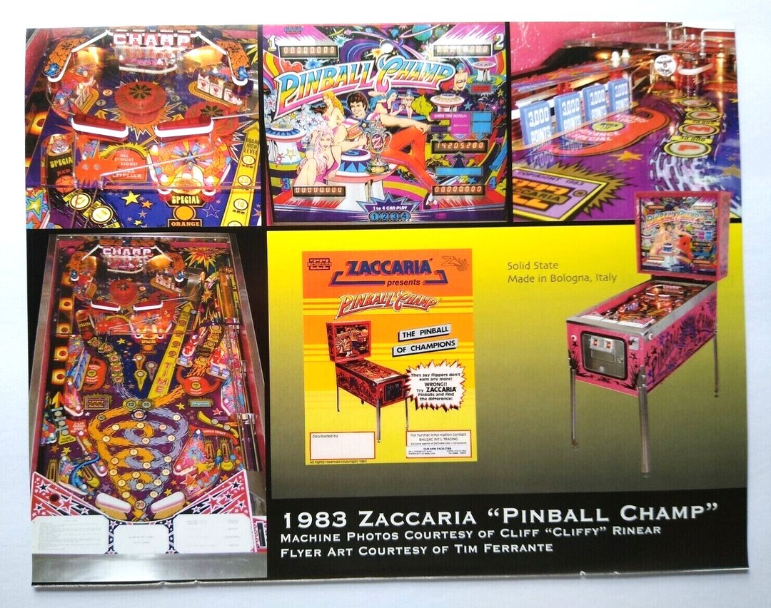 Pinball Champ Machine Art Collage Ready to Frame Pop Artwork Etsy