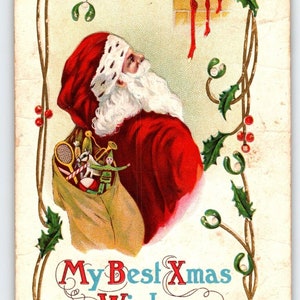 Weihnachtsmann Weihnachten wünscht Postkarte Saint Nick Series 314 D Vintage Stecher Einzigartiges Geschenk