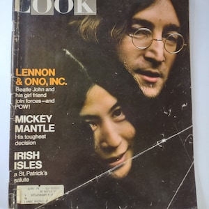 Look Magazine March 18, 1969 John Lennon Yoko Ono Defranco Family Mickey Mantle Unique Gift