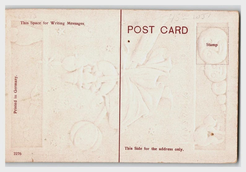 Vintage Halloween Postcard Witch Black Cat Jack-o'-lantern Embossed ...
