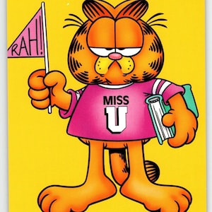 Garfield Cat Postkarte Miss U Falls U Uiversity School College Jimbinder Comical 1978
