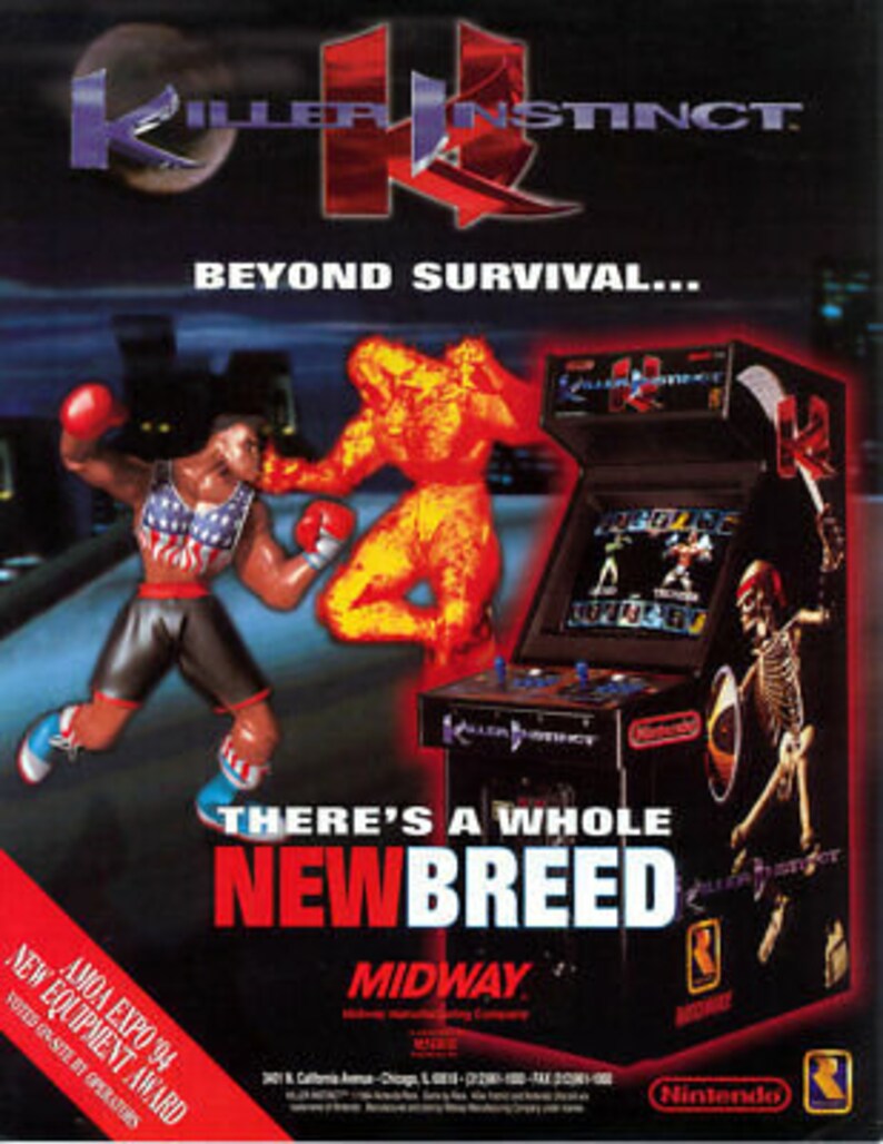 Midway Killer Instinct Arcade Flyer 1994 Original Nos Video Etsy