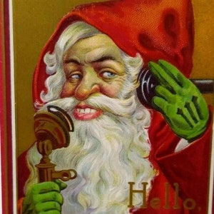 Christmas Postcard Santa Claus Telephone Phone Saint Nick Embossed Stecher 213 C Unique Gift