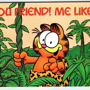 Carte postale Garfield Cat Jungle Kitten You Friend Me Like Jim Davis 1978 Inutilisé